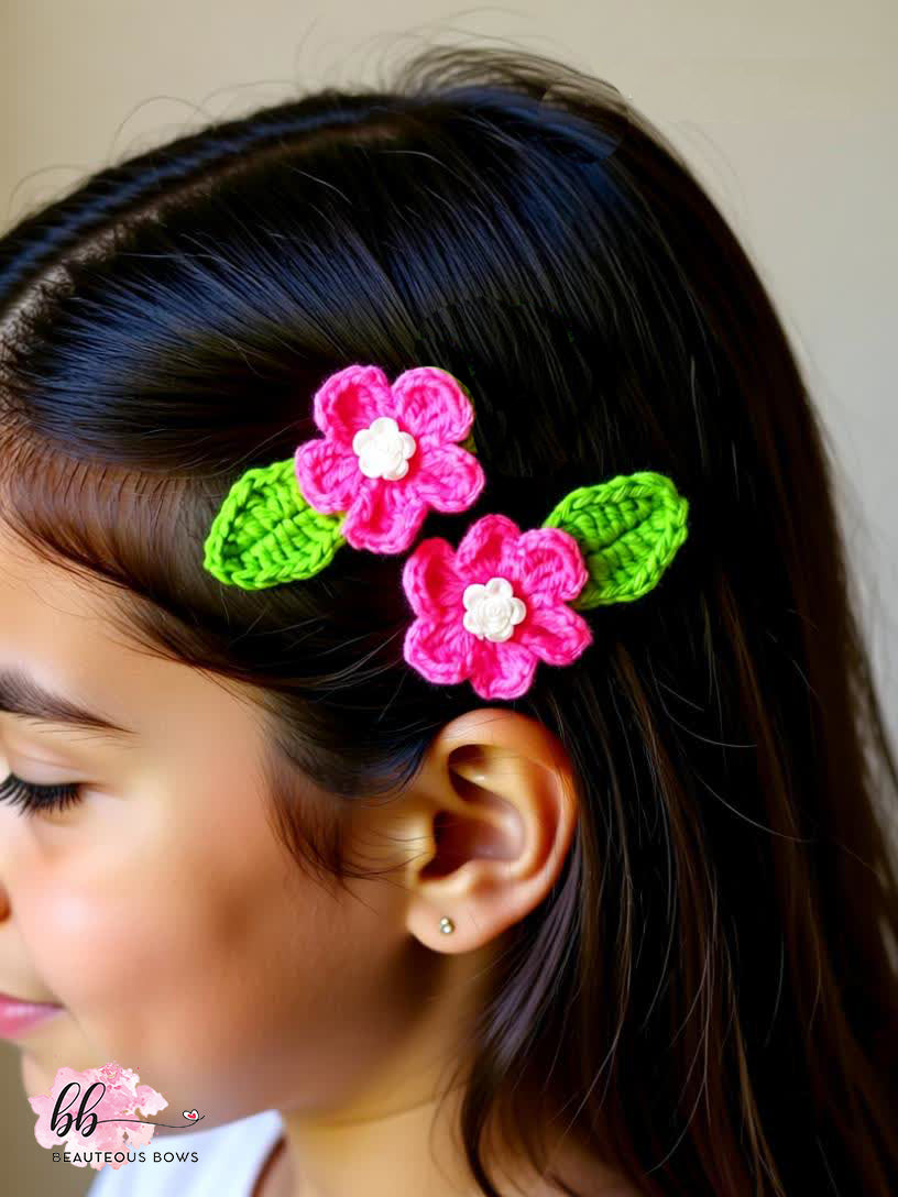 Crochet Flower Clip Set
