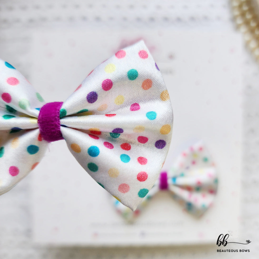 Polka Confetti Satin Mini Bow set
