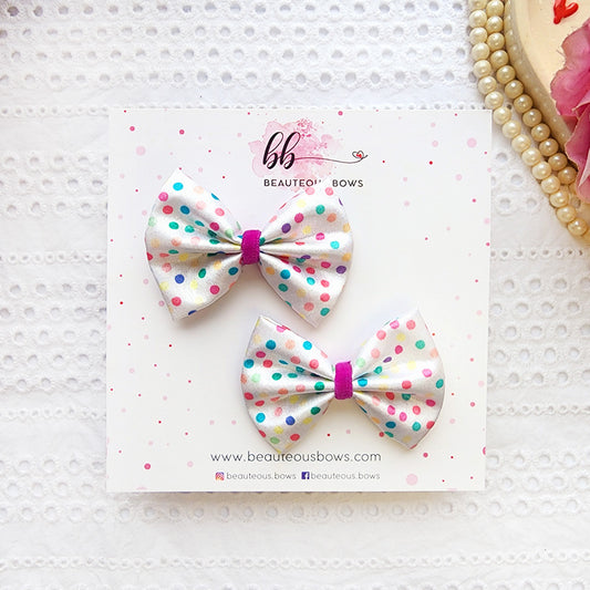 Polka Confetti Satin Mini Bow set