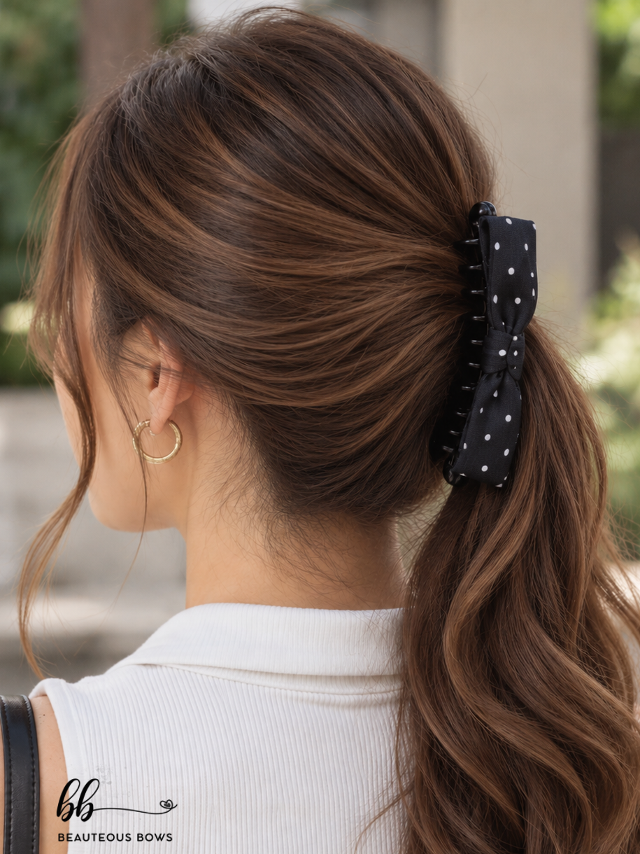 Polka Banana Hair Claw
