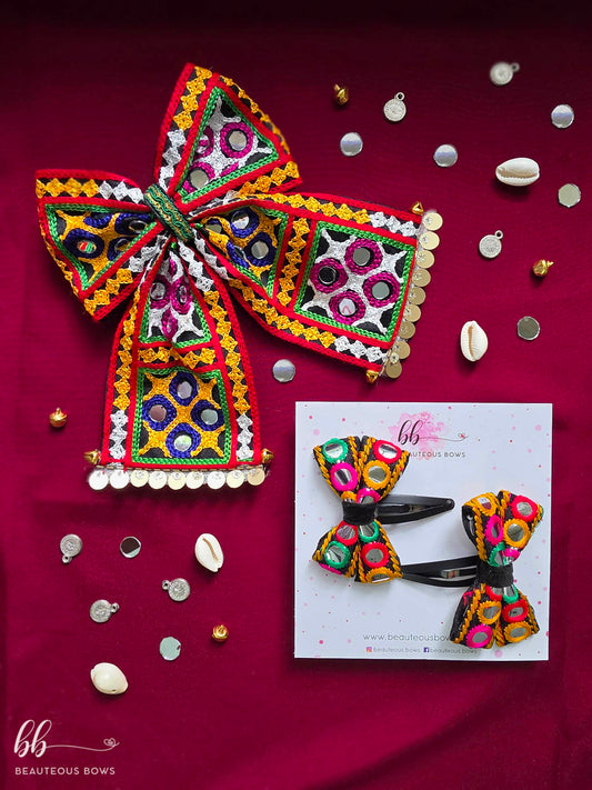 Raas Rangilo Mom & Daughter Navratri Bow Set