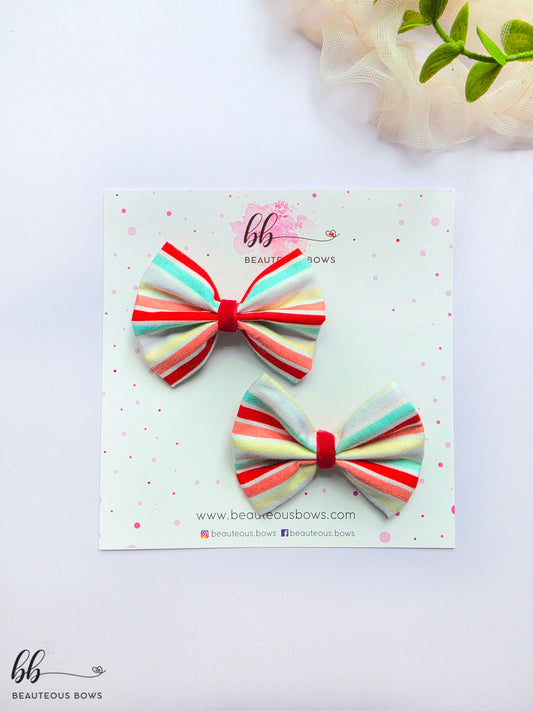 Rainbow Stripes Mini Hair Bow Set