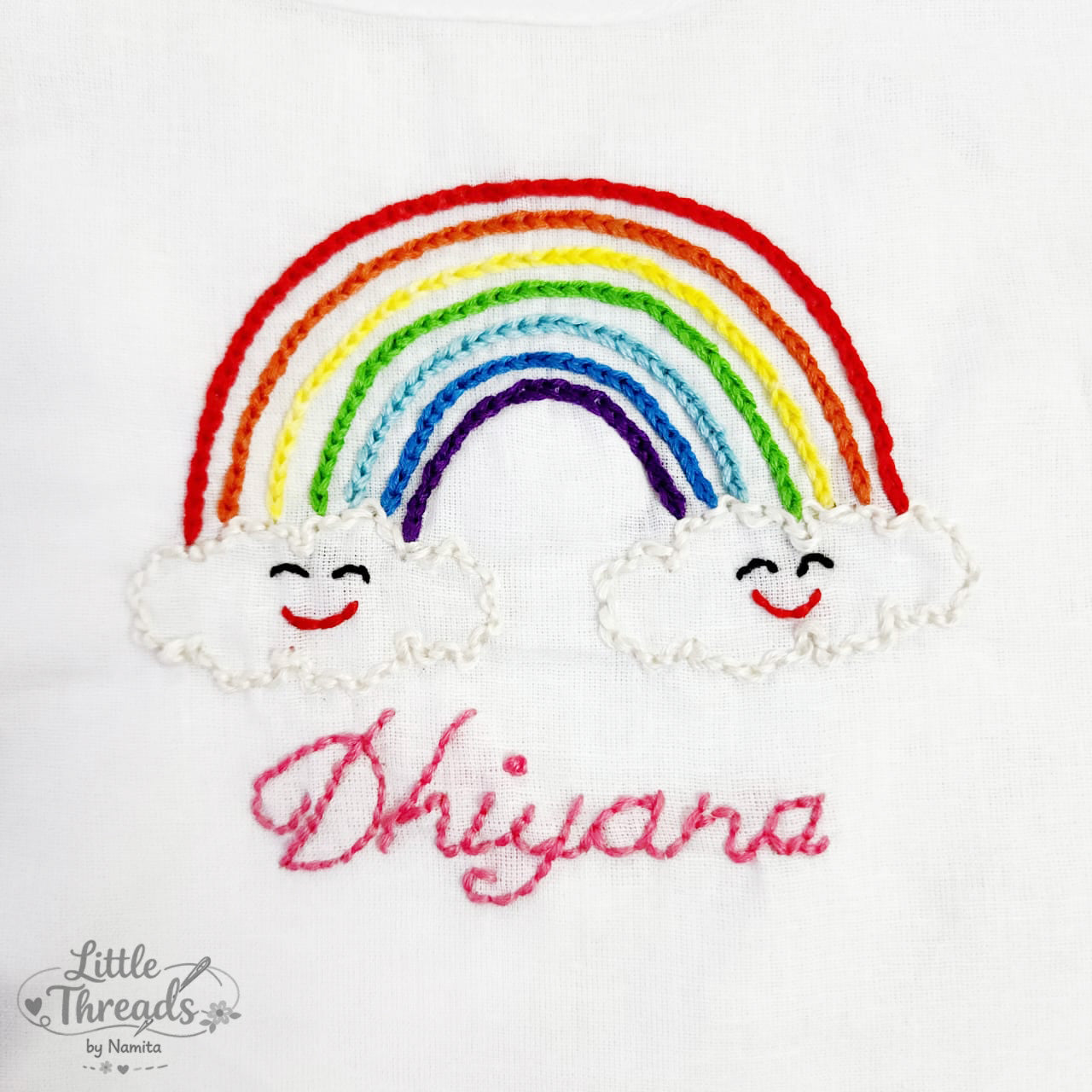 Rainbow Cotton Jhabla with Custom Name