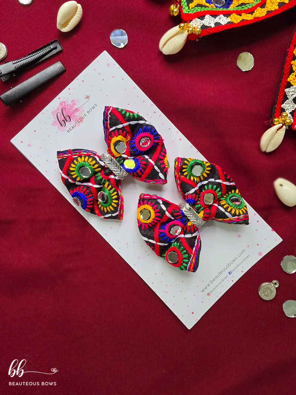 Ratri Rang Abla Mini Hair Bow Set
