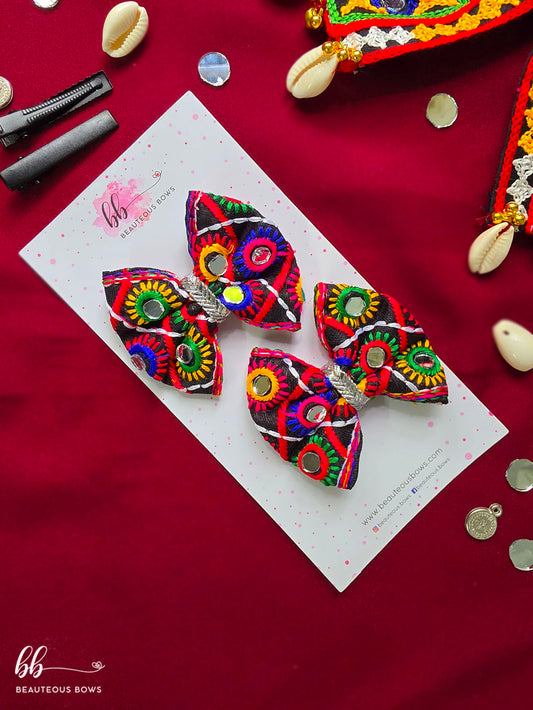 Ratri Rang Abla Mini Hair Bow Set