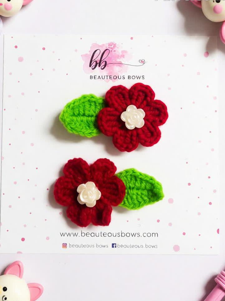 Crochet Flower Clip Set