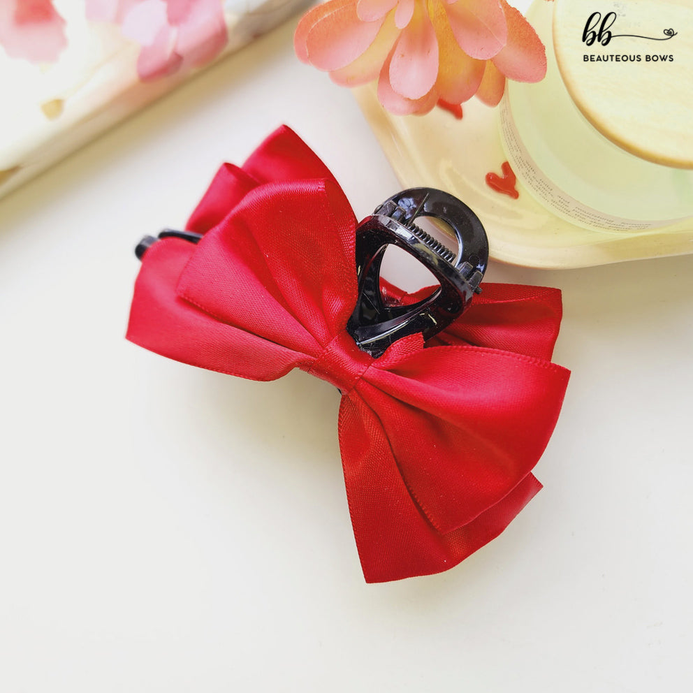 Satin Double Bow Claw Clip