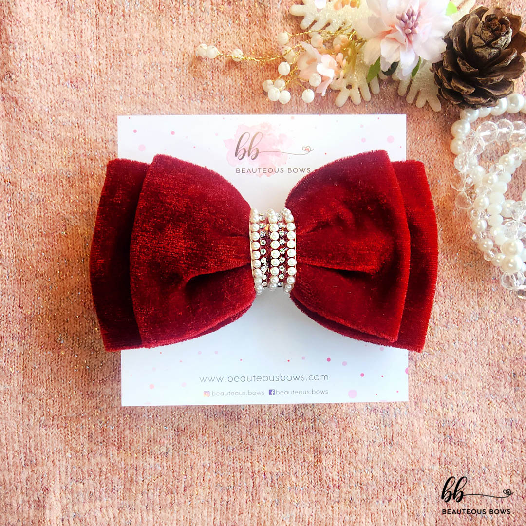 Velvet Maroon Bow