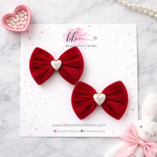 Velvet Red Bow Set