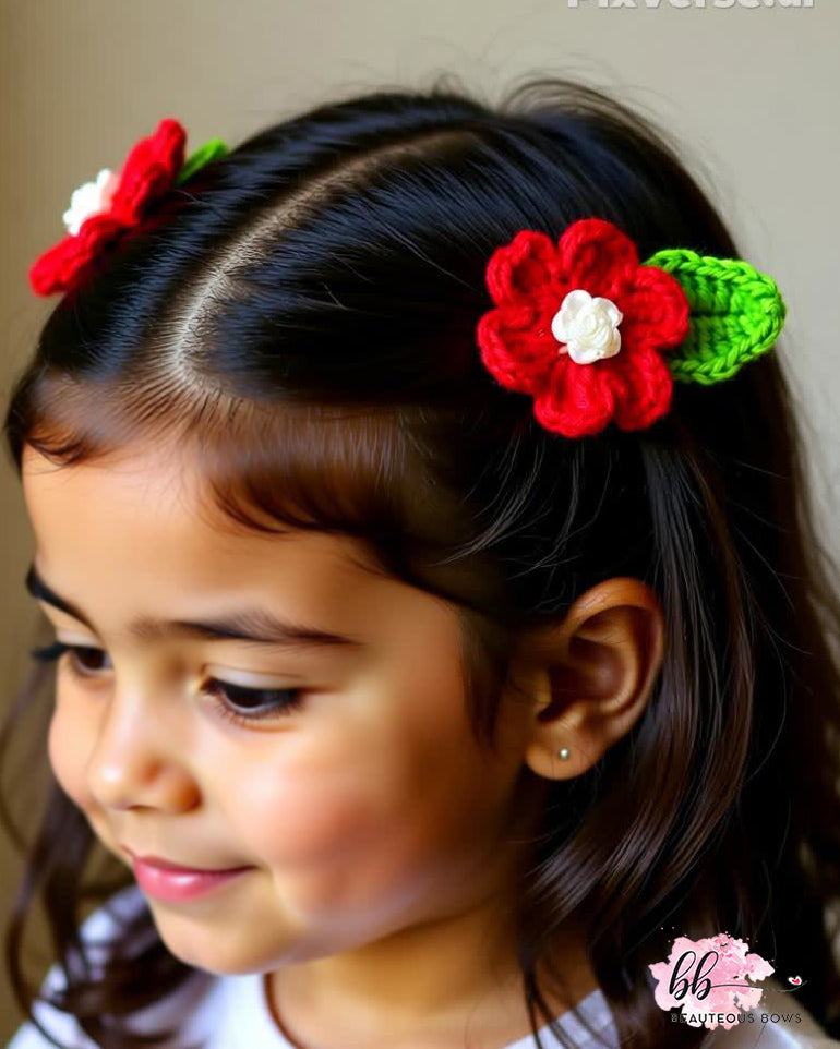 Crochet Flower Clip Set