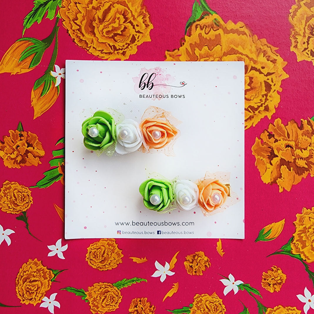 Tri-Colour Rose Clip Set