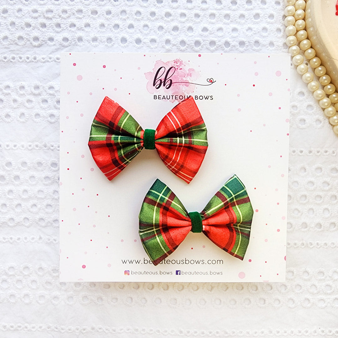 Royal Checks Satin Mini Bow set