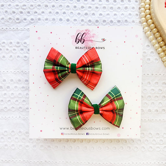 Royal Checks Satin Mini Bow set