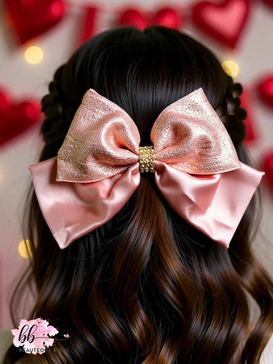 Pink Gold Sparkly Bow