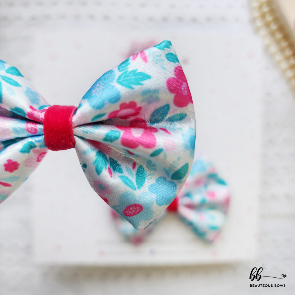 Soft Blue Satin mini Bow Set