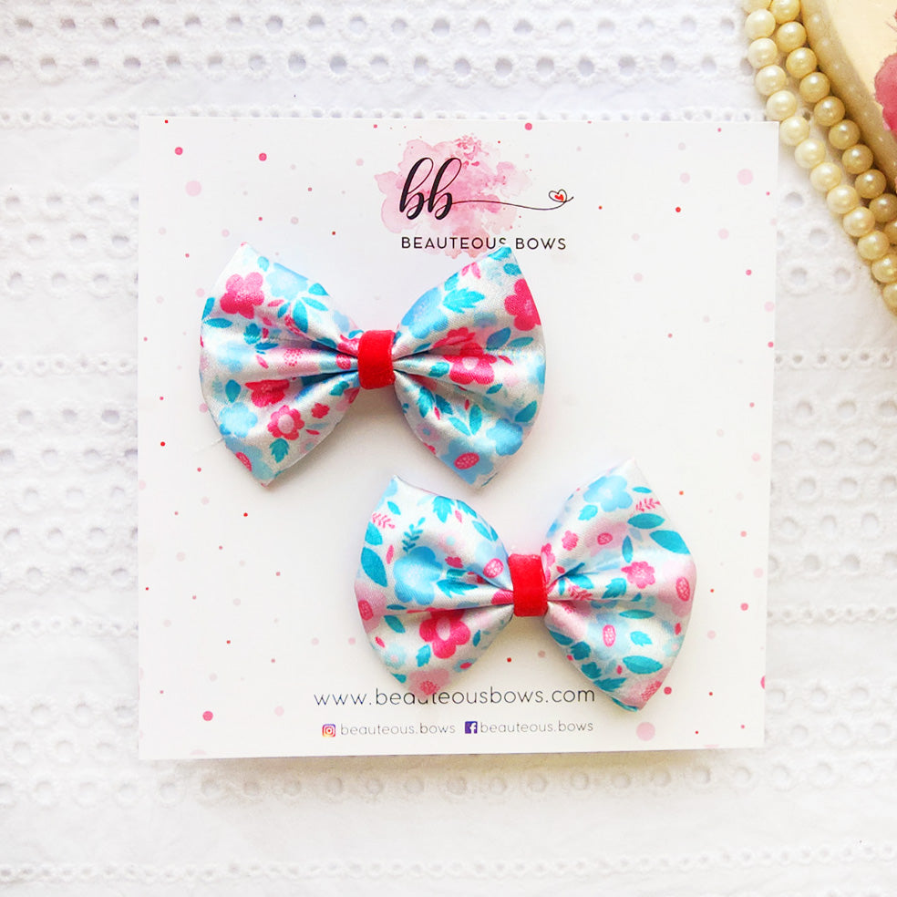 Soft Blue Satin mini Bow Set