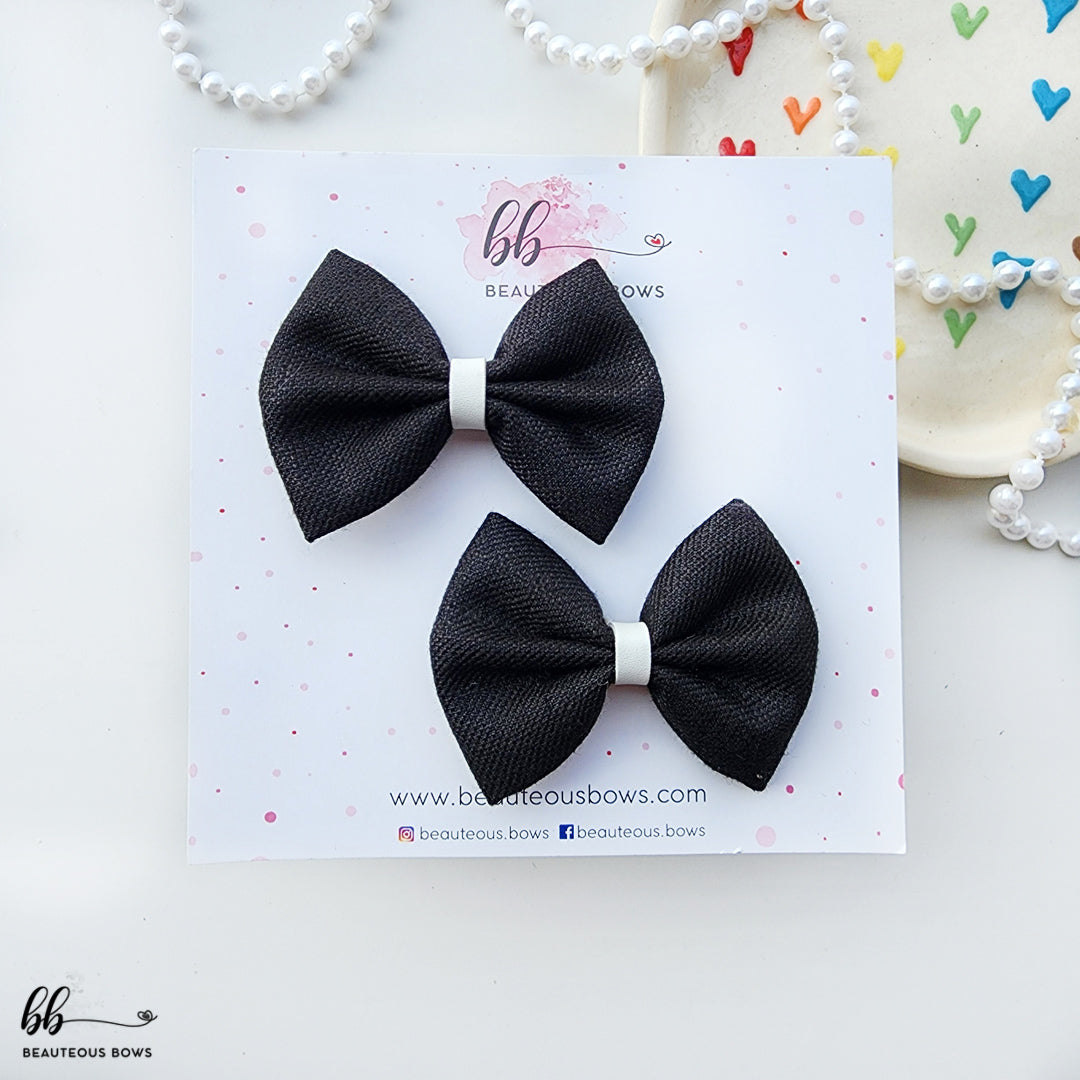 Solid Black Mini Hair Bow Set