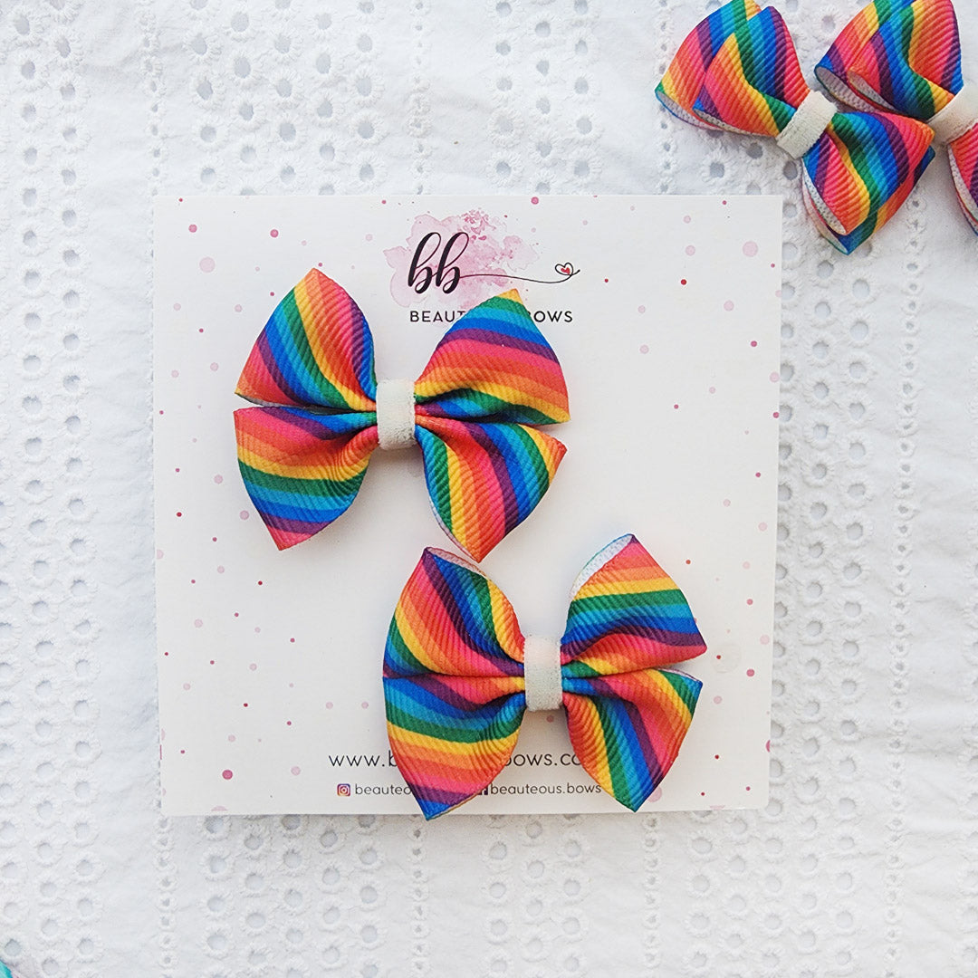 Solid Stripes Mini Bow set of 2