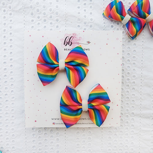 Solid Stripes Mini Bow set of 2
