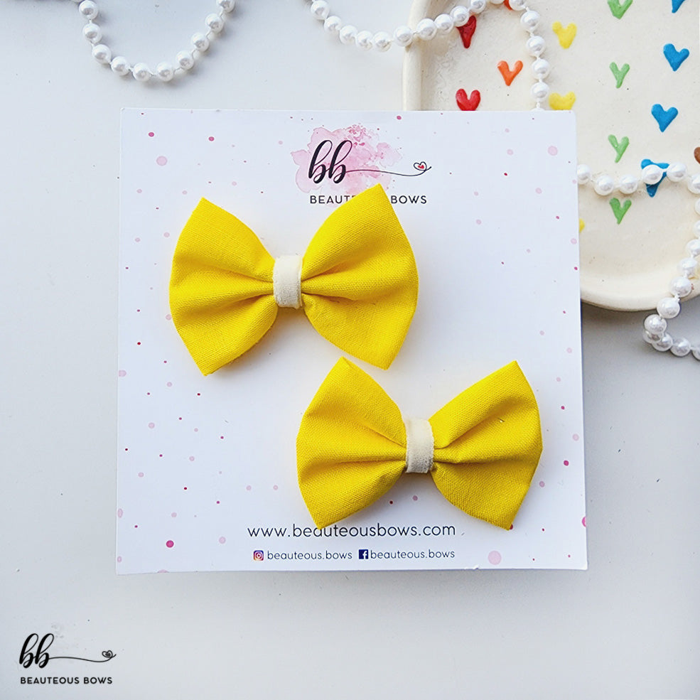 Solid Yellow Mini Hair Bow Set