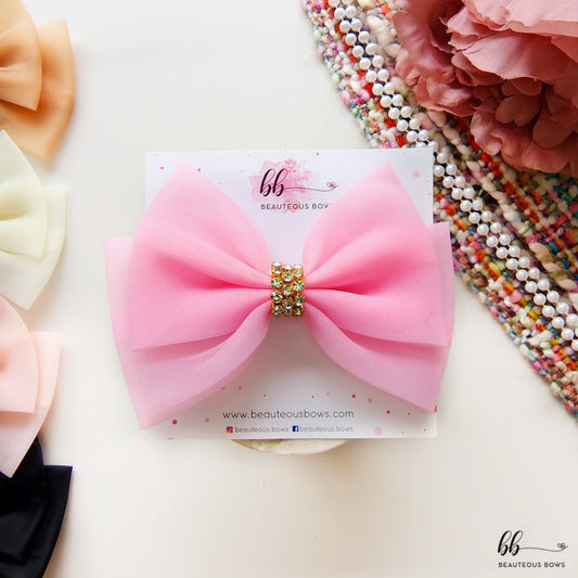 Diamond Organza Festive Hair Bow