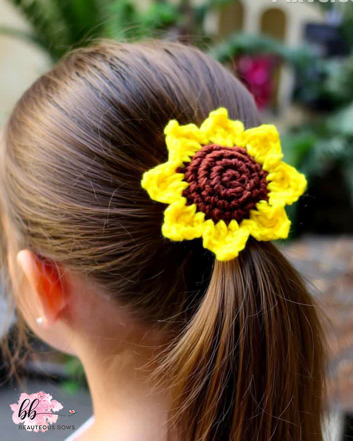 Sunflower Crochet Hairtie