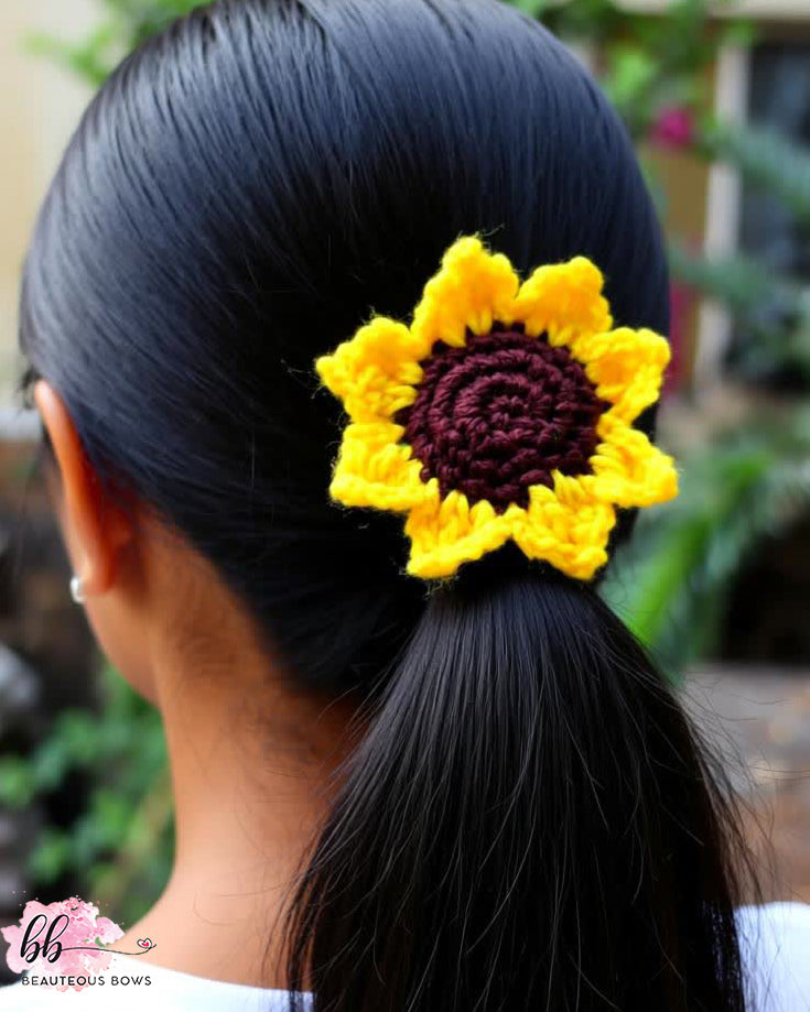 Sunflower Crochet Hairtie