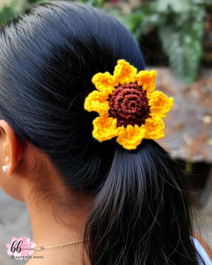 Sunflower Crochet Hairtie