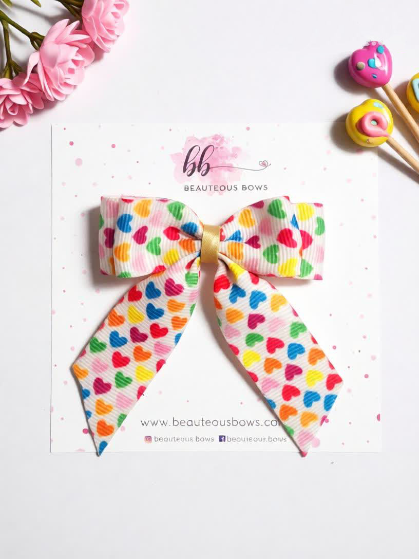 Heart Polka Pigtail Bow