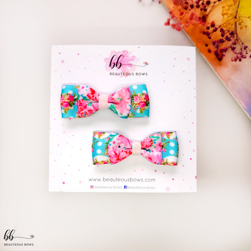Vintage Florals sleek bow set of 2