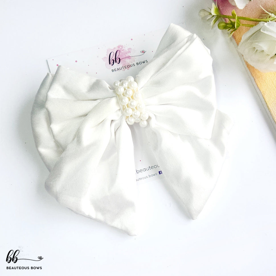 Belle Pearly Satin Bow