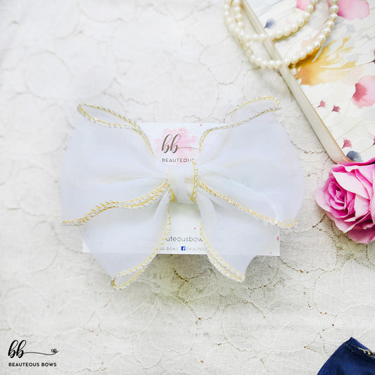 Gold detail sheer bow
