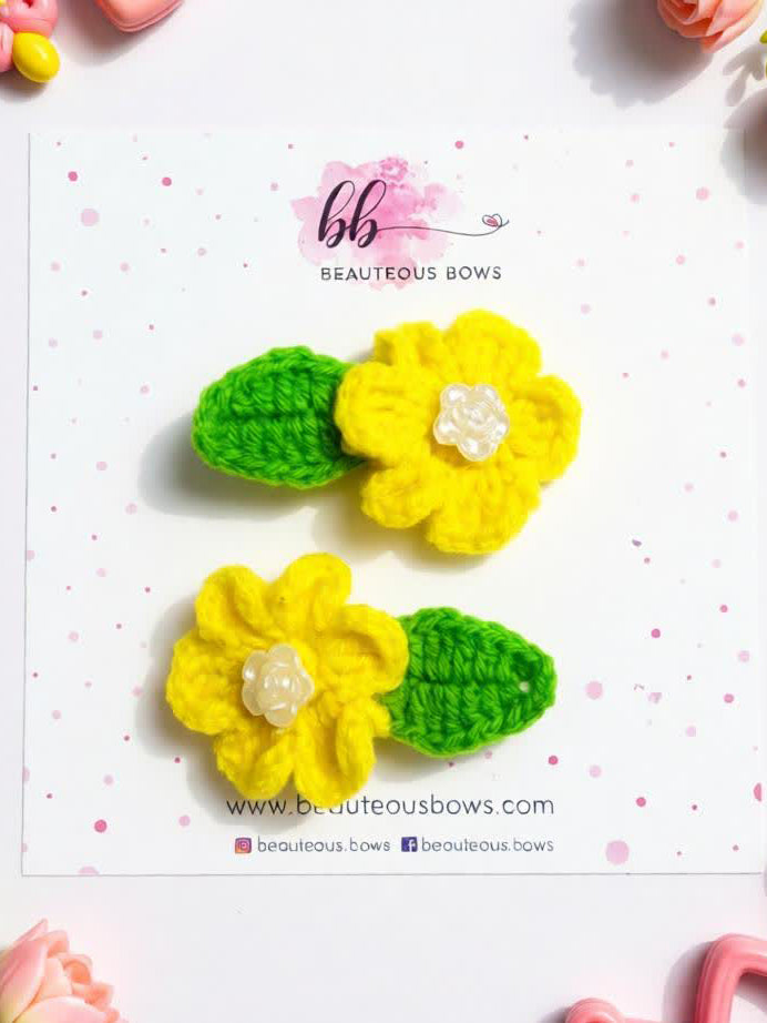 Crochet Flower Clip Set