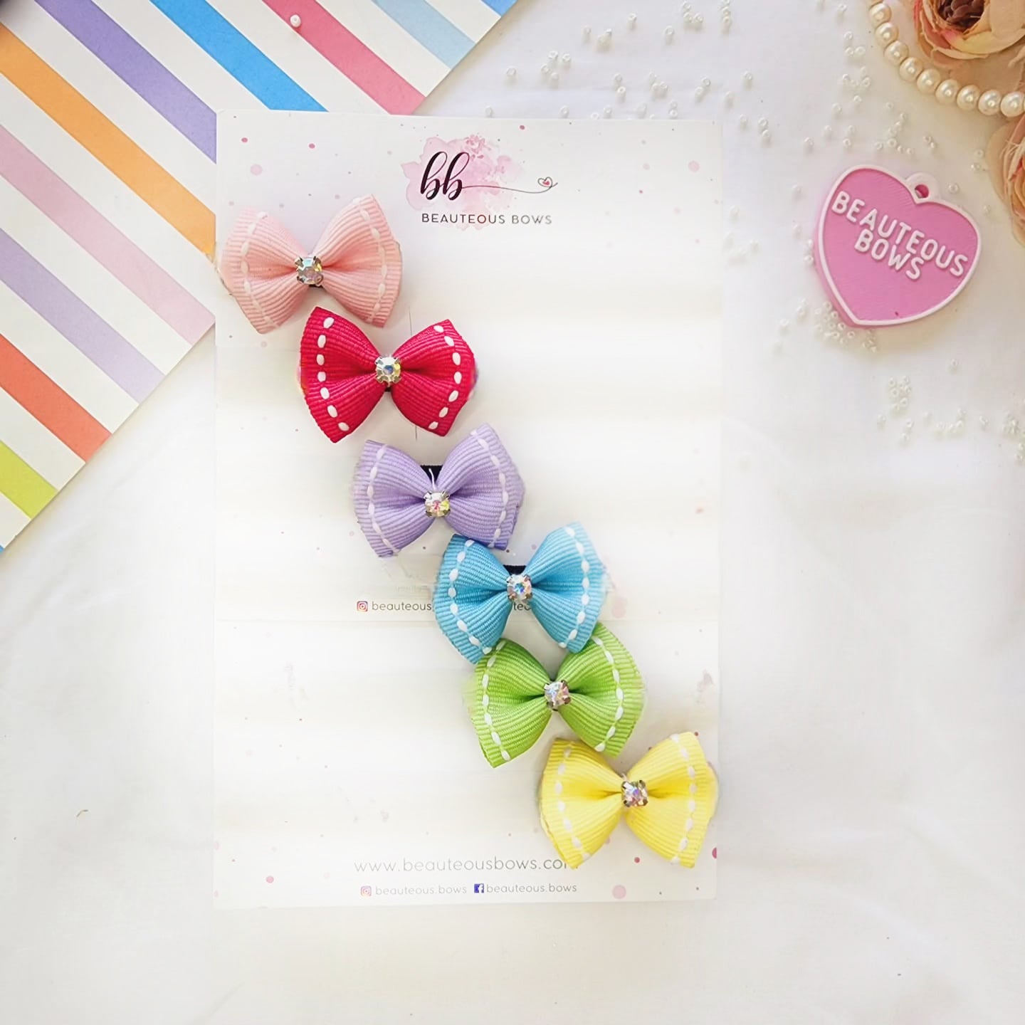 Bejewelled Mini Bow Headband Set