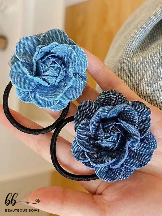 Denim Rose Hairtie