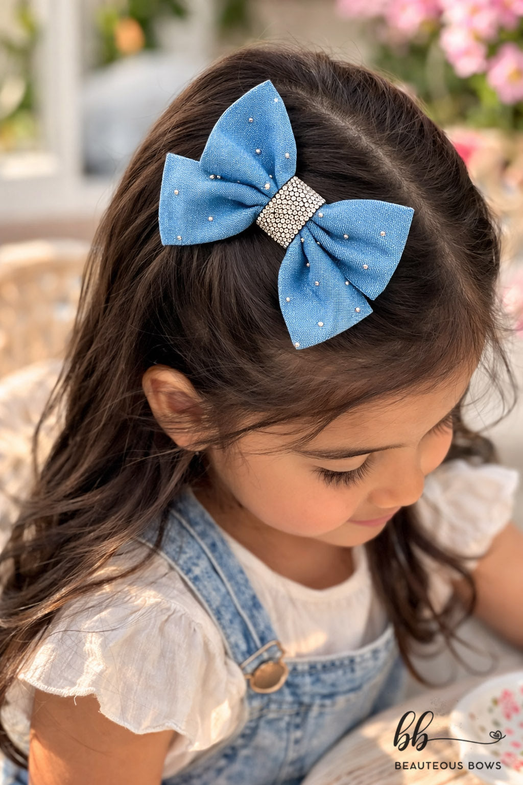Denim Rhinestone Bow
