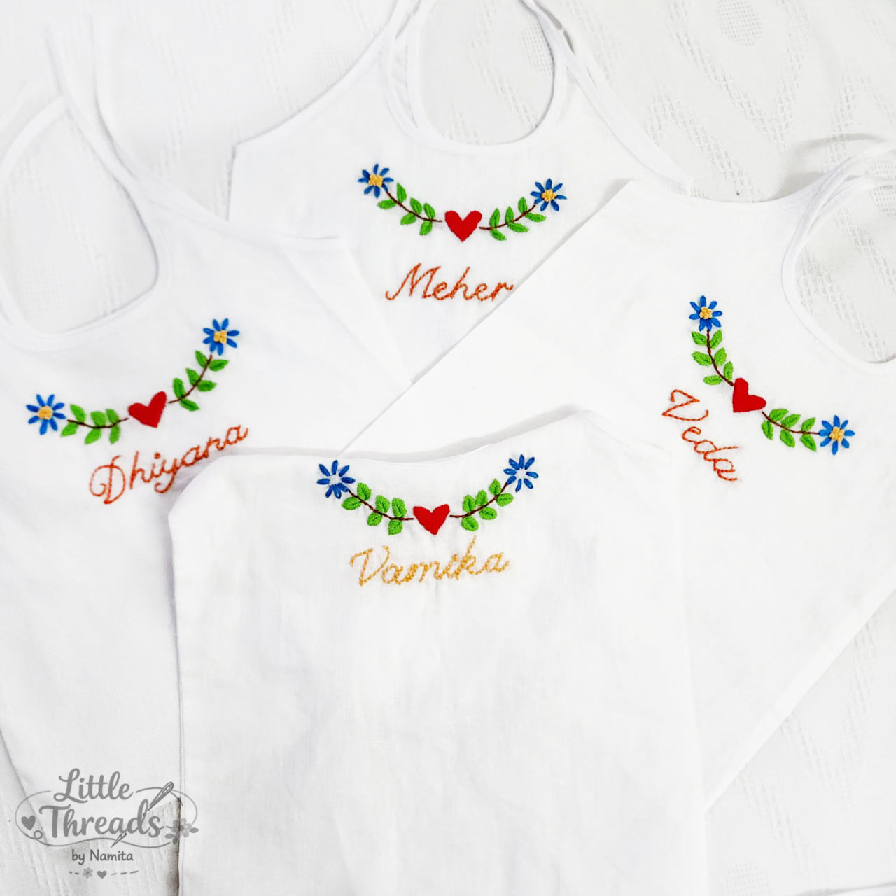 Flower Veil Cotton Jhabla with Custom Name