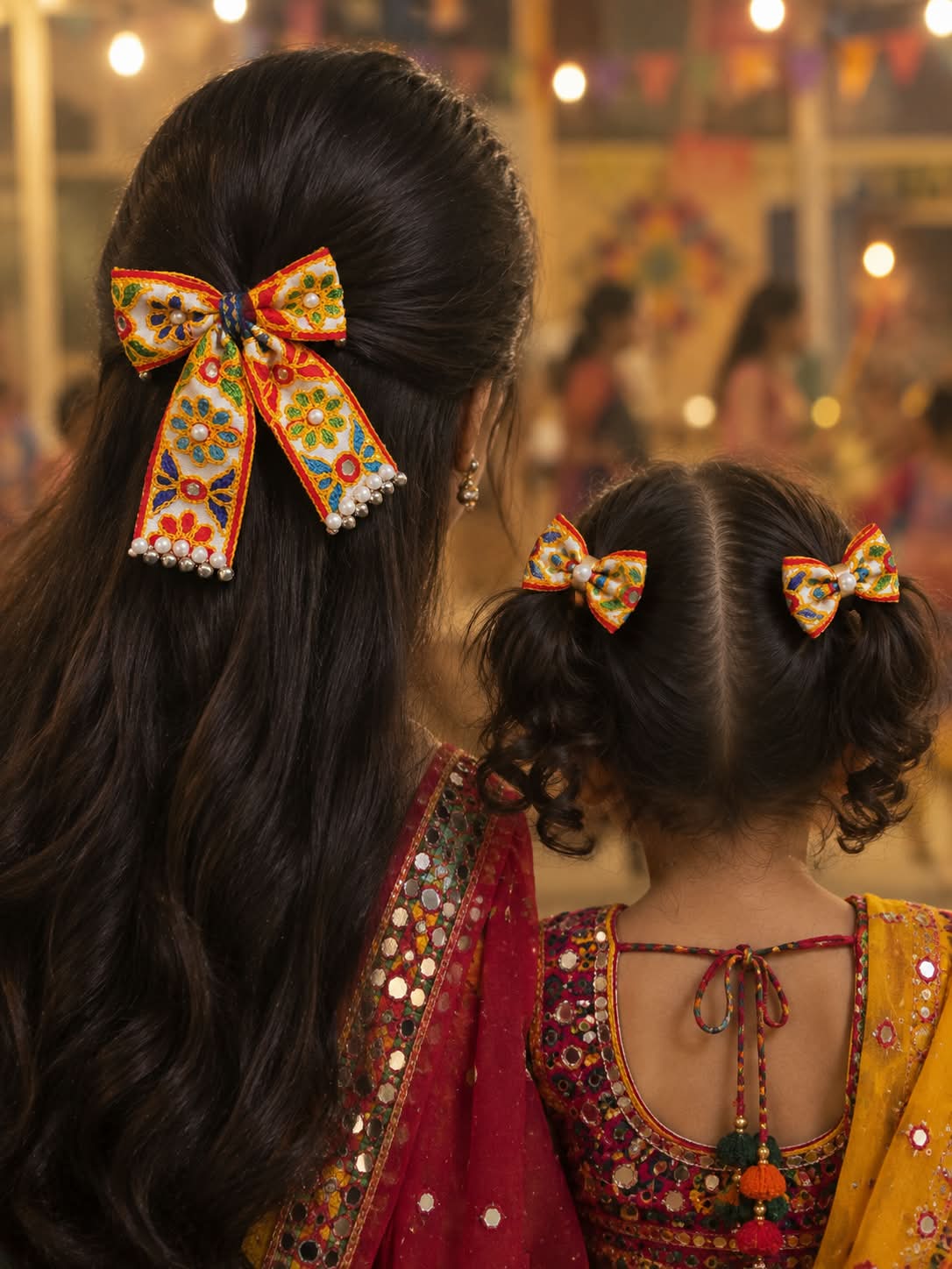 Garba Mom & Daughter Navratri Bow Set