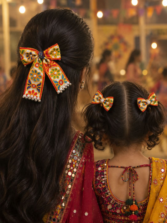 Garba Mom & Daughter Navratri Bow Set