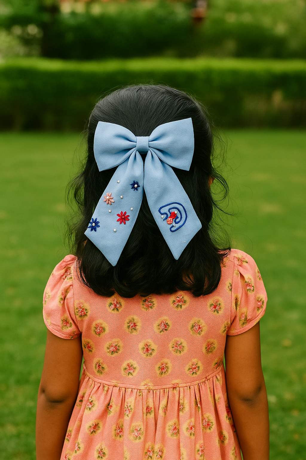 Customised Embroidery Pigtail Bow