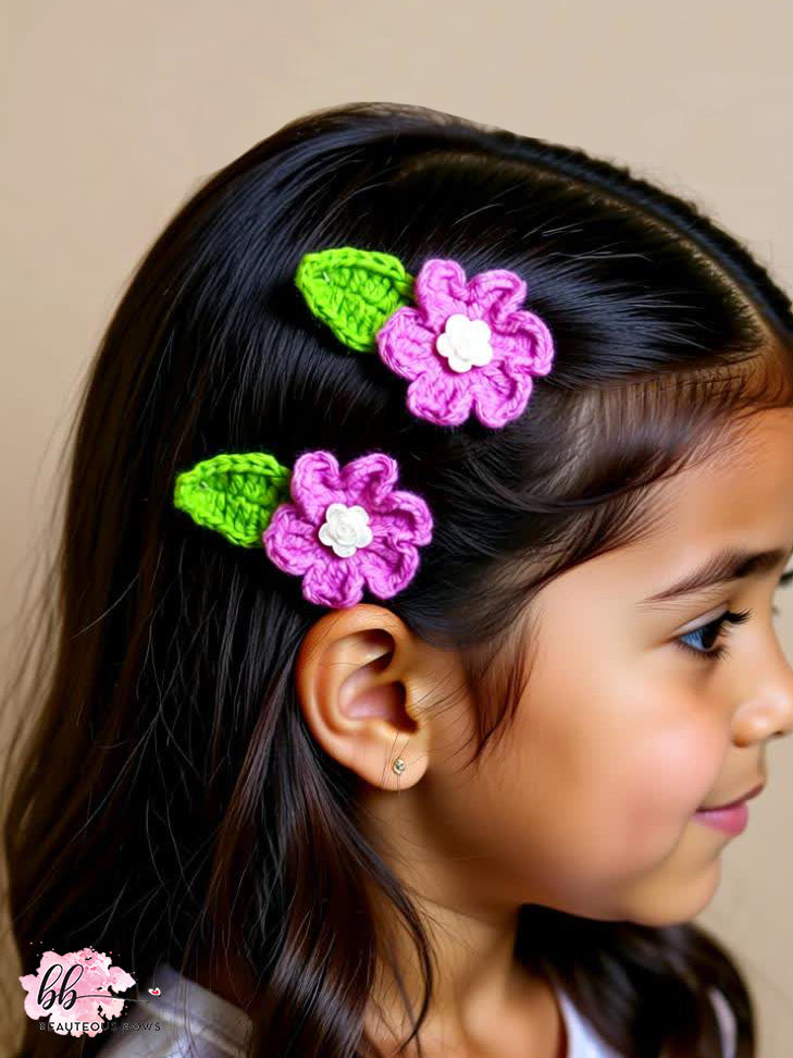 Crochet Flower Clip Set