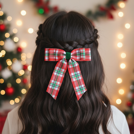 Plaid Printed Tail Bow