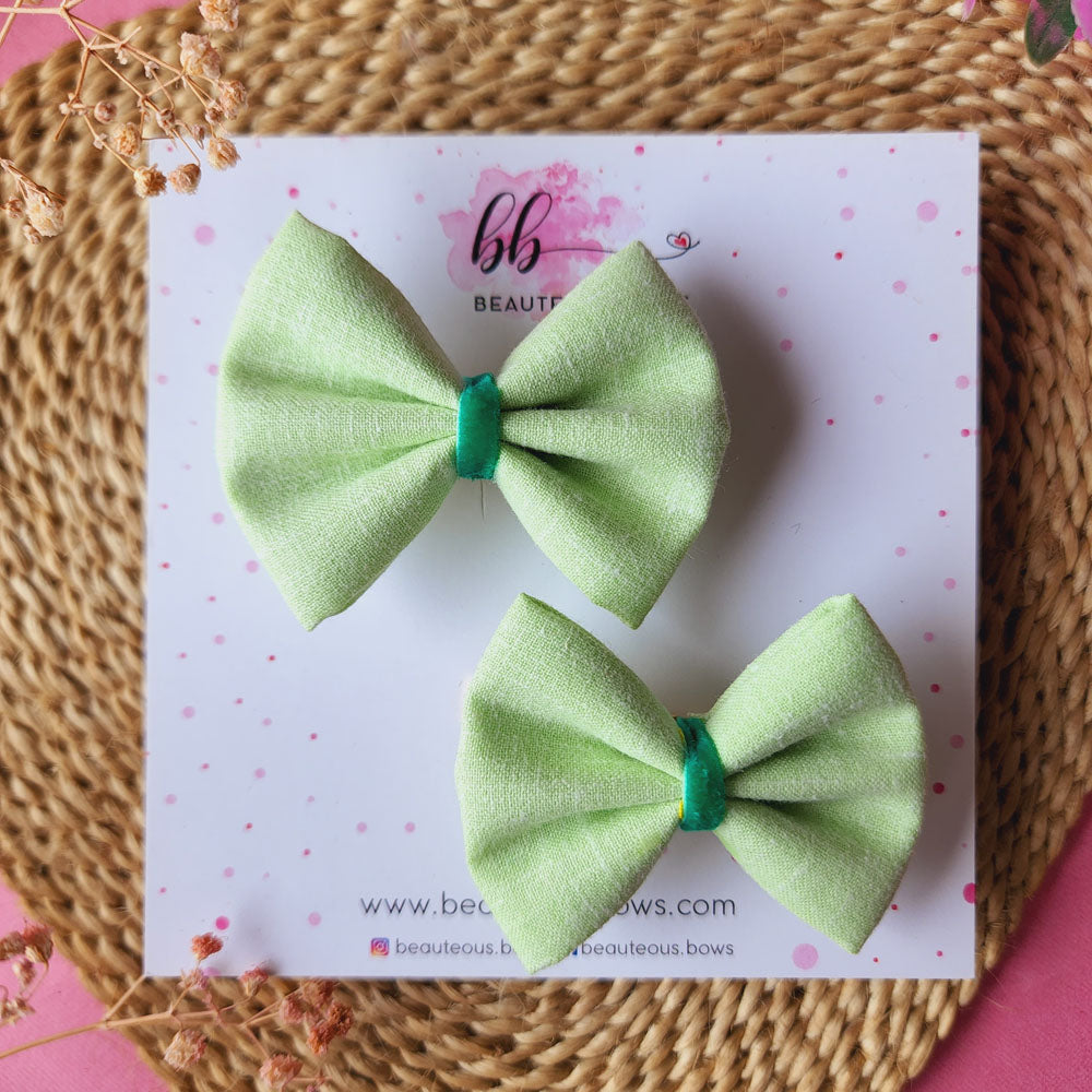 Solid Green Mini Hair Bow Set