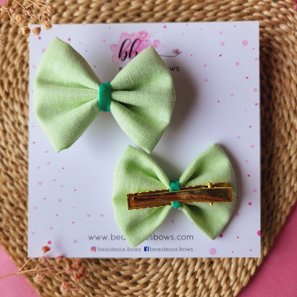 Solid Green Mini Hair Bow Set