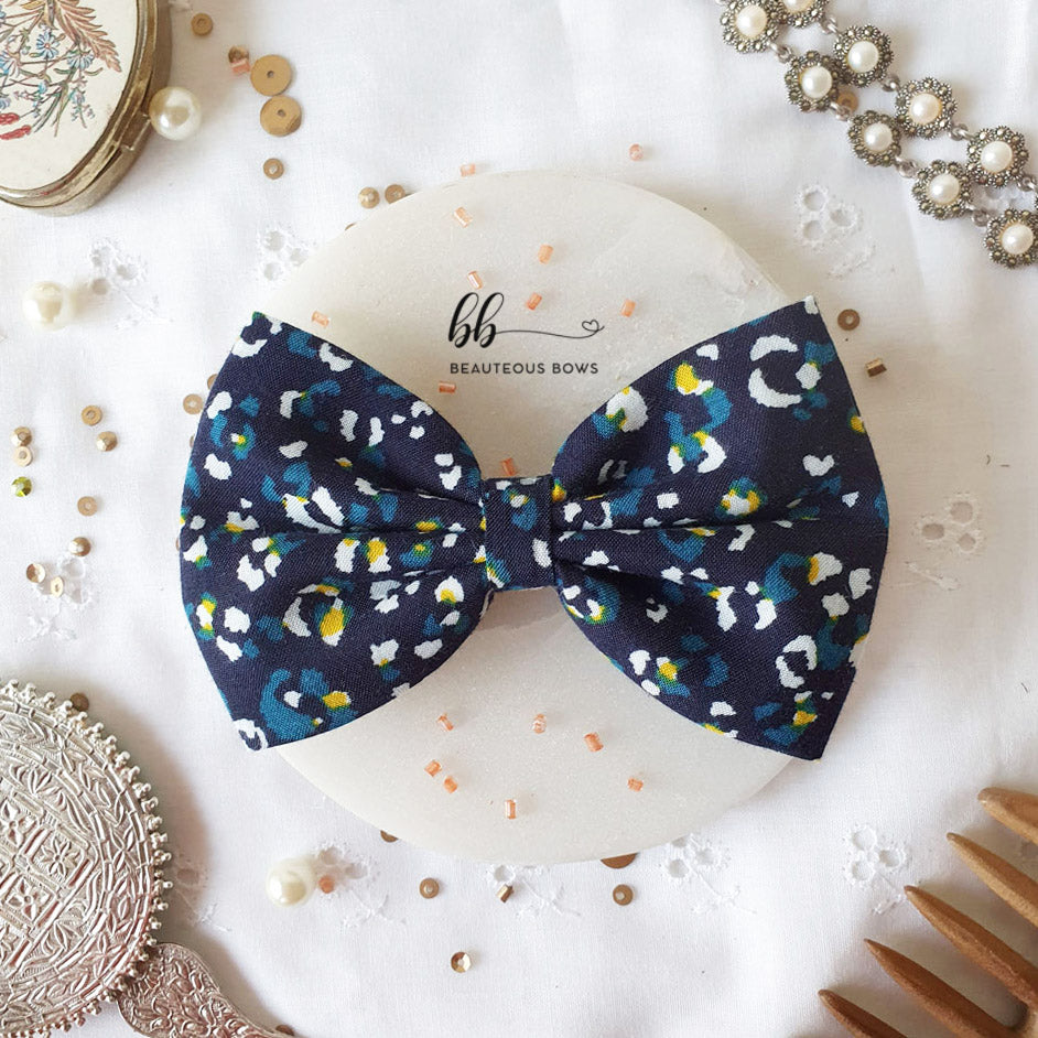 Blue Love Printed Hair Bow Combo